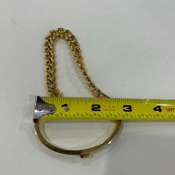 💰PRICE ⬇️•HENRI BENDEL New York • Gold Bangle w/ Chain Attached • - Picture 7 of 10